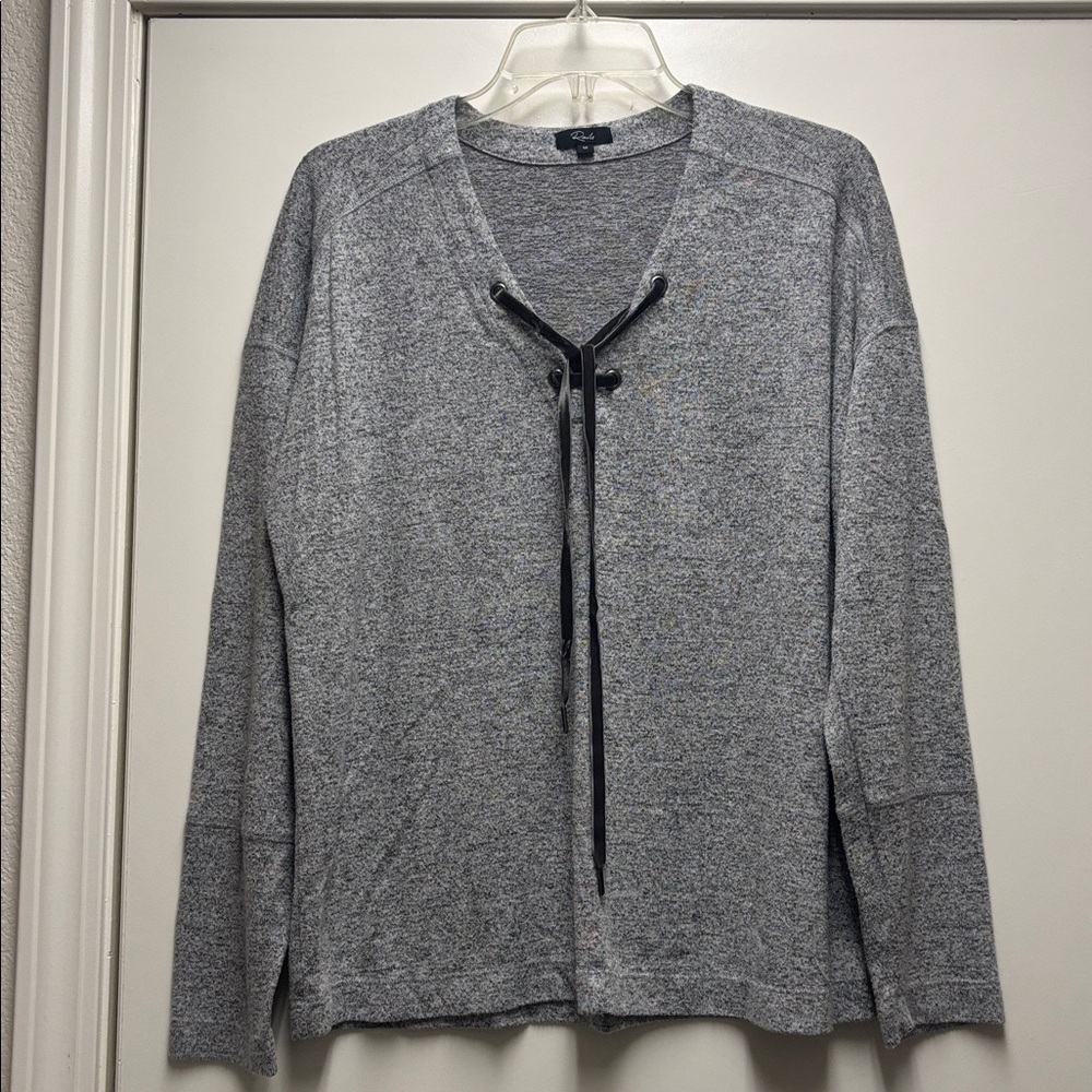 Rails Gray Lace-Up Knit Top Size Medium